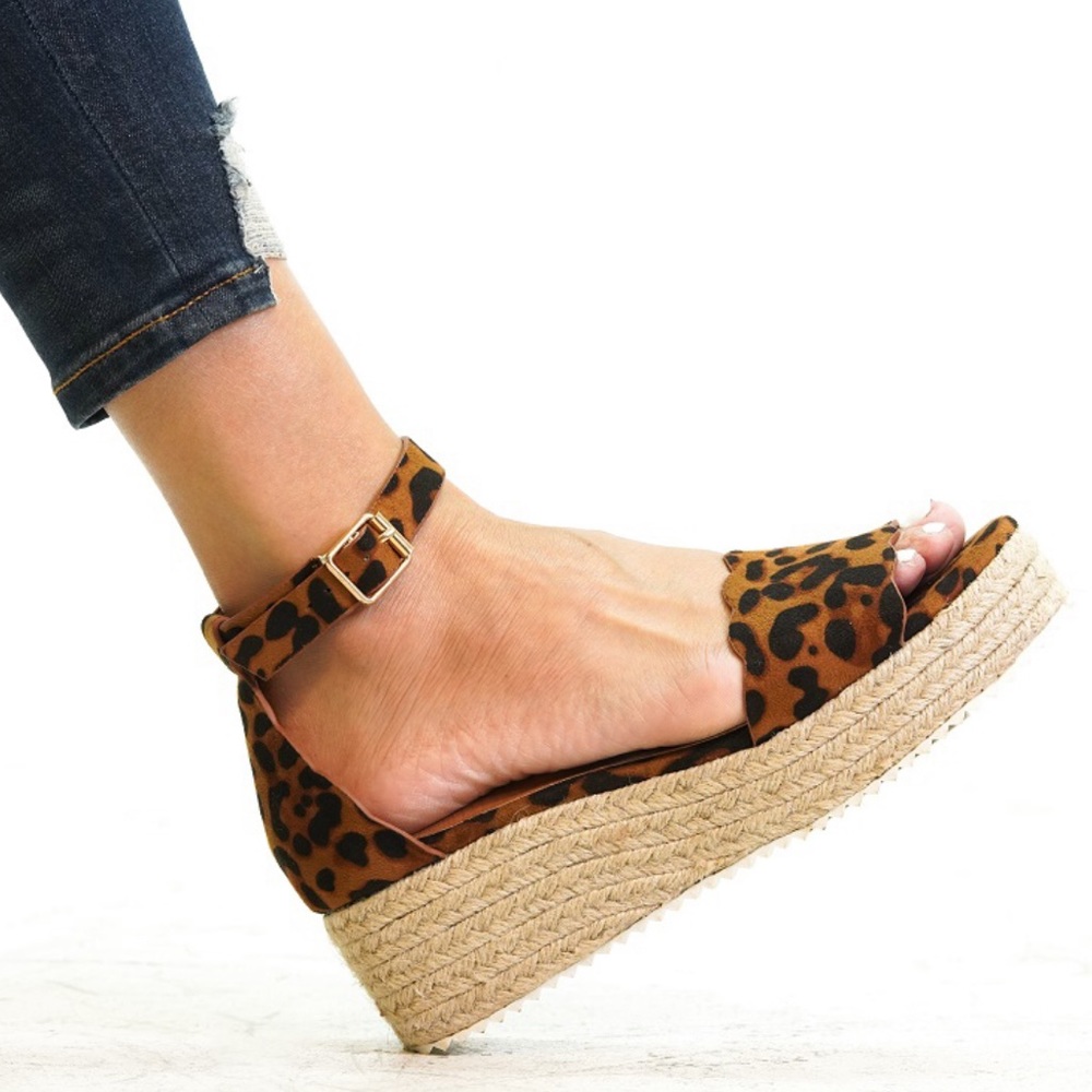 5⭐️LEOPARD SUEDE ESPADRILLES WEDGES- Sandal - Picture 2 of 2